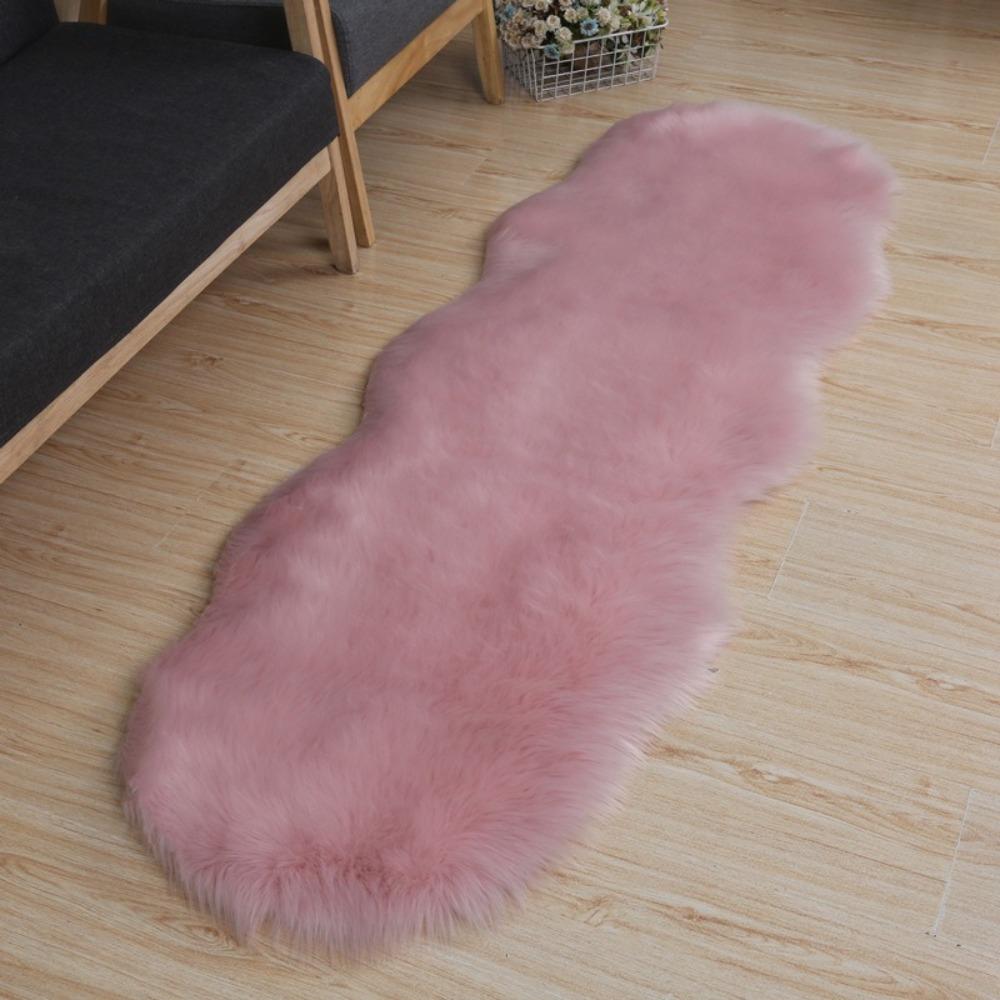 Non Slip Plush Rug Irregular Faux Fluffy Rug Washable Long Hair Carpet  Living Room