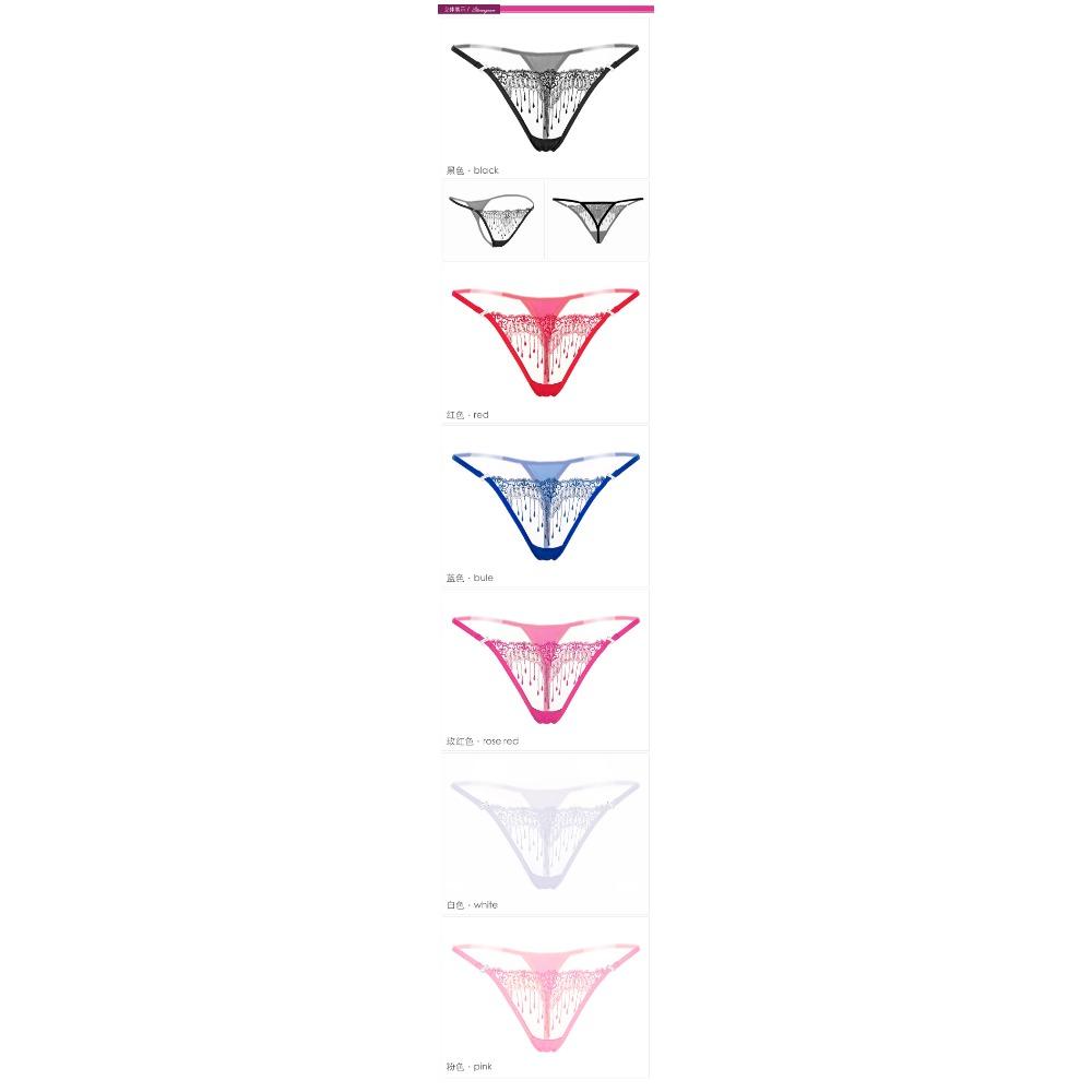 Big-name Embroidered Transparent Thong Women's Sexy Embroidered Panties with Thin Straps To Seduce Hot Girls T-pants 2153