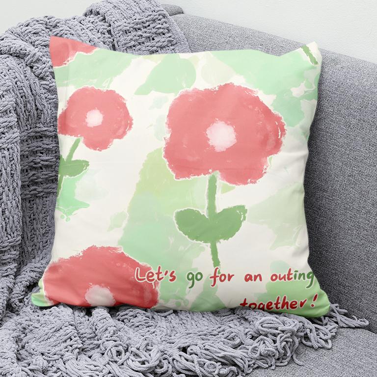 Green Ins Style Fresh Pattern Decorative Pillowcase Living Room Bedroom Square Cushion Pillowcase