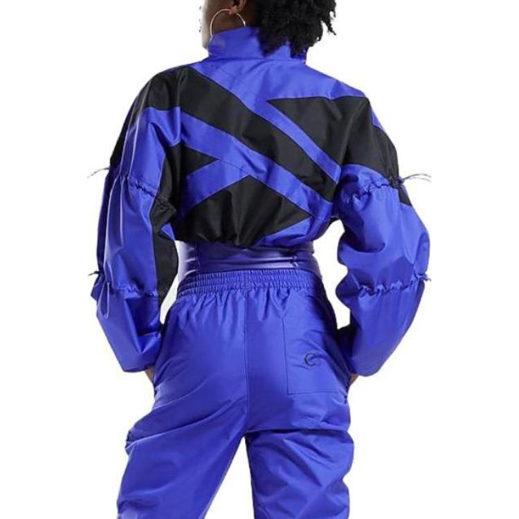 Reebok SS23 Color Block Stand Collar Short Zip Long Sleeve Jacket Women jackets Blue HM5050-500