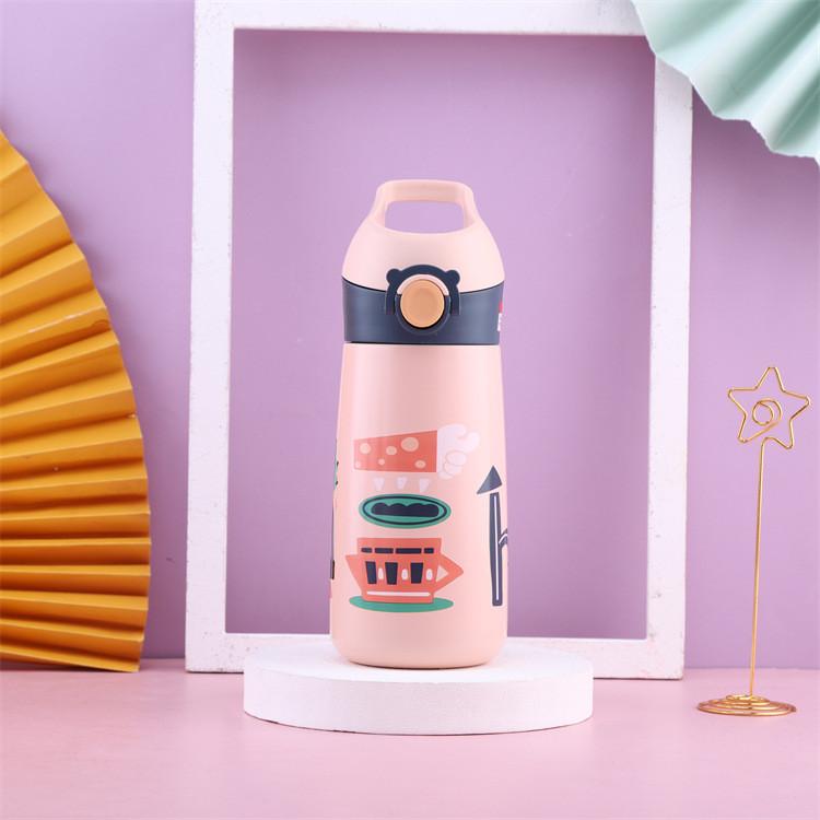 

Childrens Insulated Water Bottle With Straw For School And Travel Perfect For Kids And Students розовый