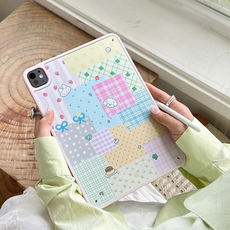 

Colorful Patchwork Pink Edge iPad Pro 2021 & 2025 Tablet Case iPad mini6/7 (8.3-inch)