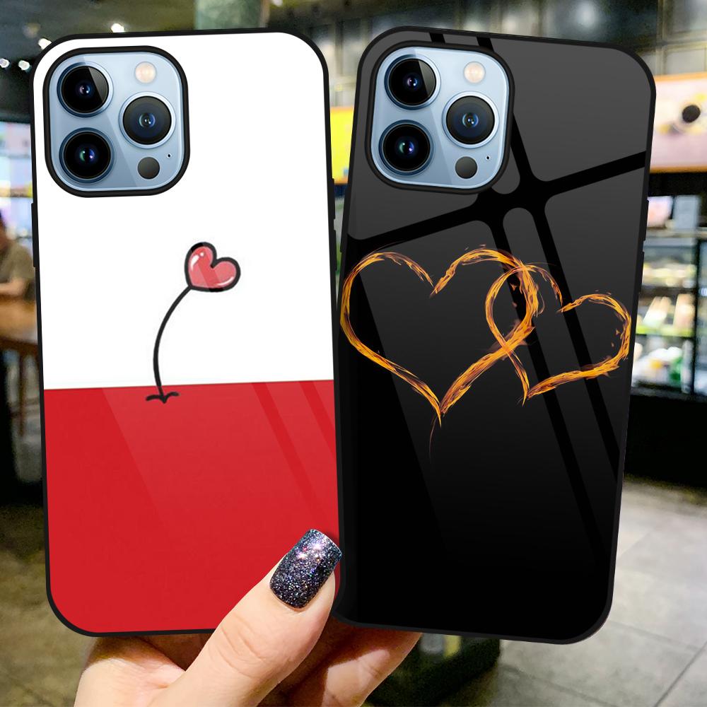 Pouzdro z tvrzeného skla Love Heart pro Iphone 14pro Max 13 11 12 Mini Xs Xr X Kryt pro Iphone 7 8 6s Plus Se 2022 Coque Capa