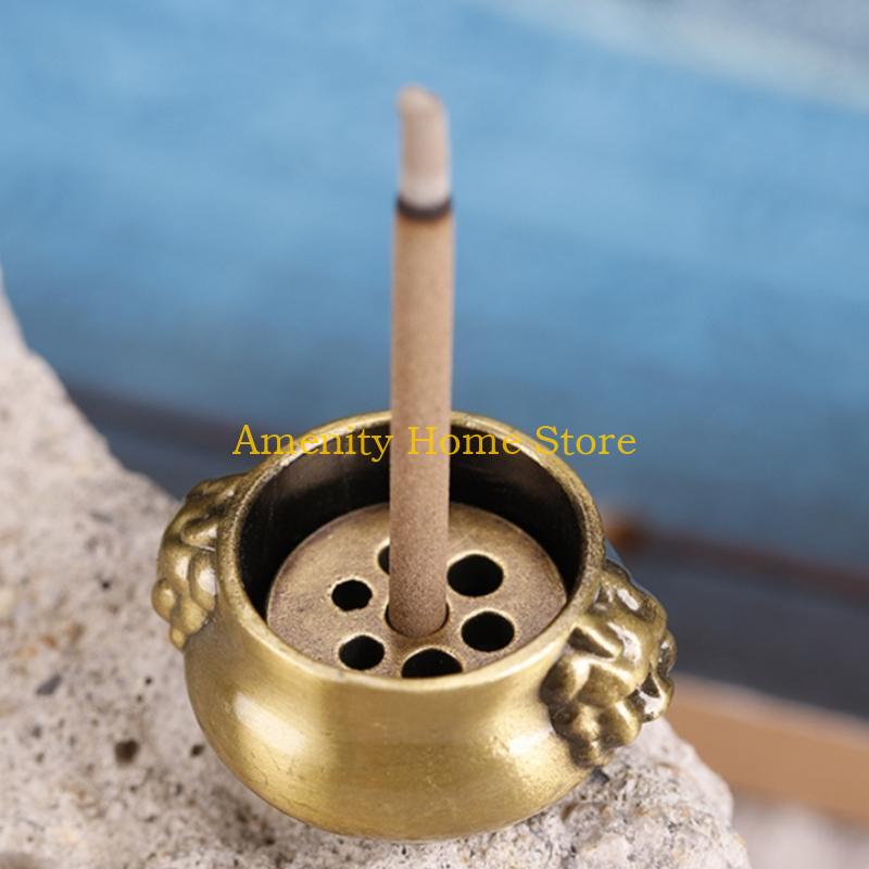 F26C Incense Holder for Stick Incense Burners 7 Holes Cone Incense Holder with Ash Catcher for Meditation Home Office Decor