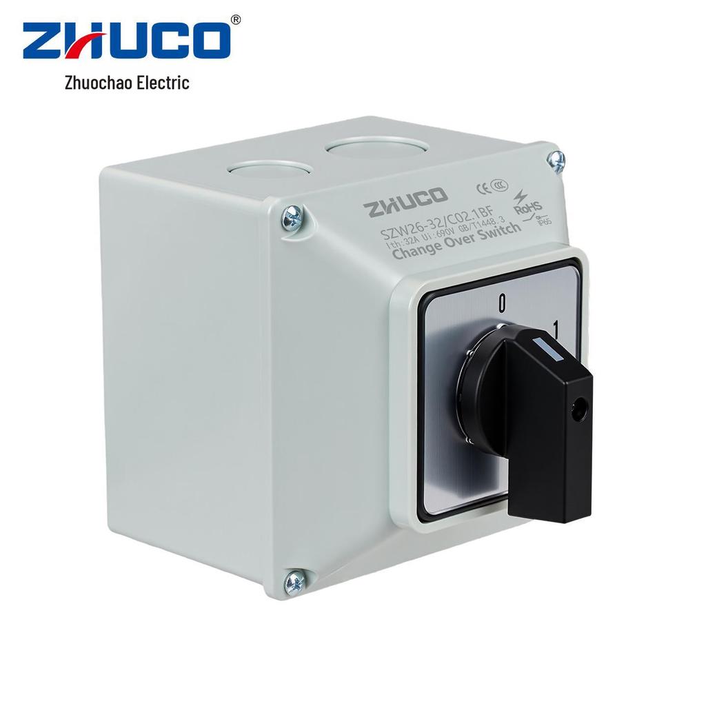 Zhuochao SZW26-32/C02.1BF 01 Two-Position Rotary Switch with Protective Box