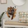 Realistic Hunting Tiger Predator Wall Sticker Wild Fierce Self-Adhesive Wall Art for Bedroom Living Room Man Cave Background Decor