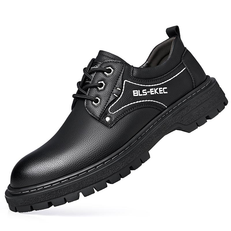 

Genuine Leather Shoes Men Comfortable Casual Shoes Breathable Non-Slip Lace Up Men Footwear 39 чёрный