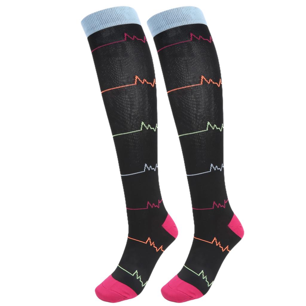 1 Pair Sports Pressure Stockings Elastic Calf Care for Running and Riding Mountaineering S M Black Flash