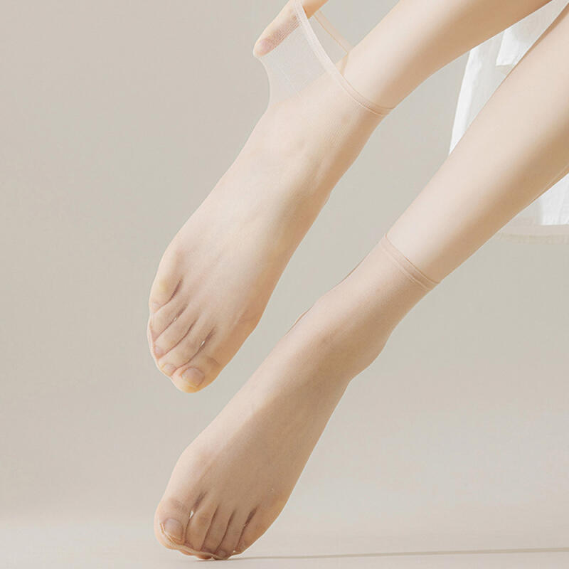 5 pairs of Lunan non-slip see-through stockings, thin summer socks 5 silicone grays