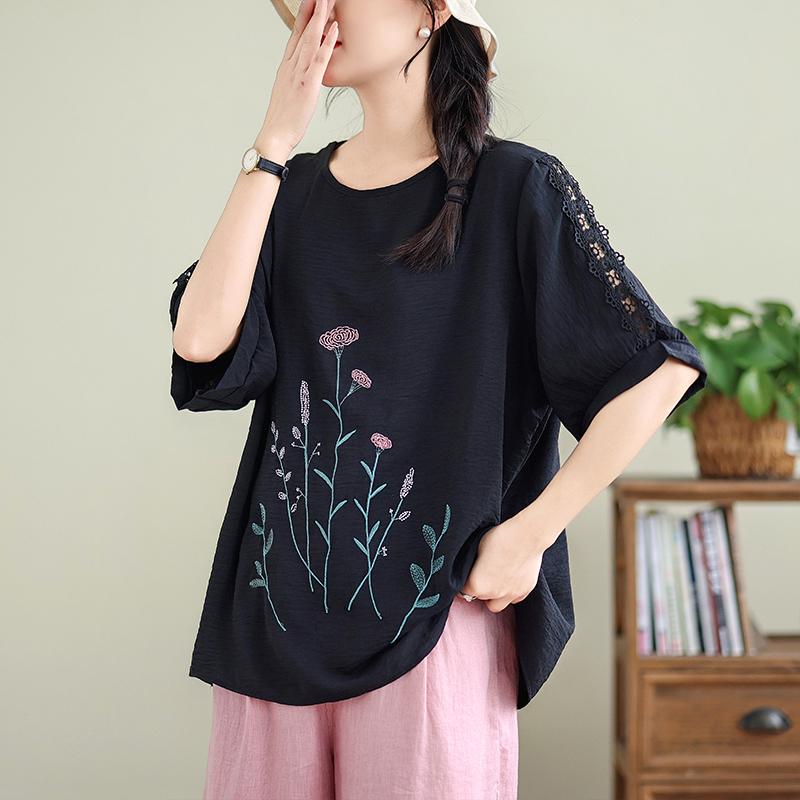 

DIMANAF, лето 2024, винтажная свободная повседневная стильная женская футболка больших размеров, однотонные женские базовые футболки, одежда One Size чёрный