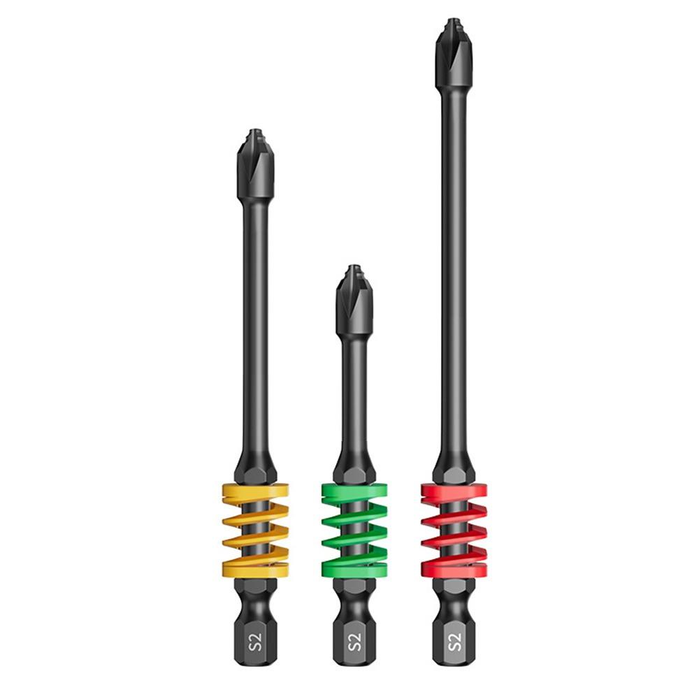 1/2/3Pcs Durable Non-slip Magnetic Bit with Spring Hexagonal Electric Screwdriver Cross Batch Head Electrician Tools