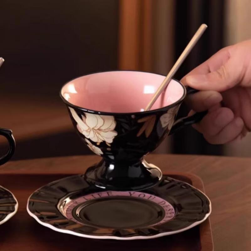 Wutuo Vintage Wysokostopowa Ceramiczna Filiżanka do Kawy i Spodek