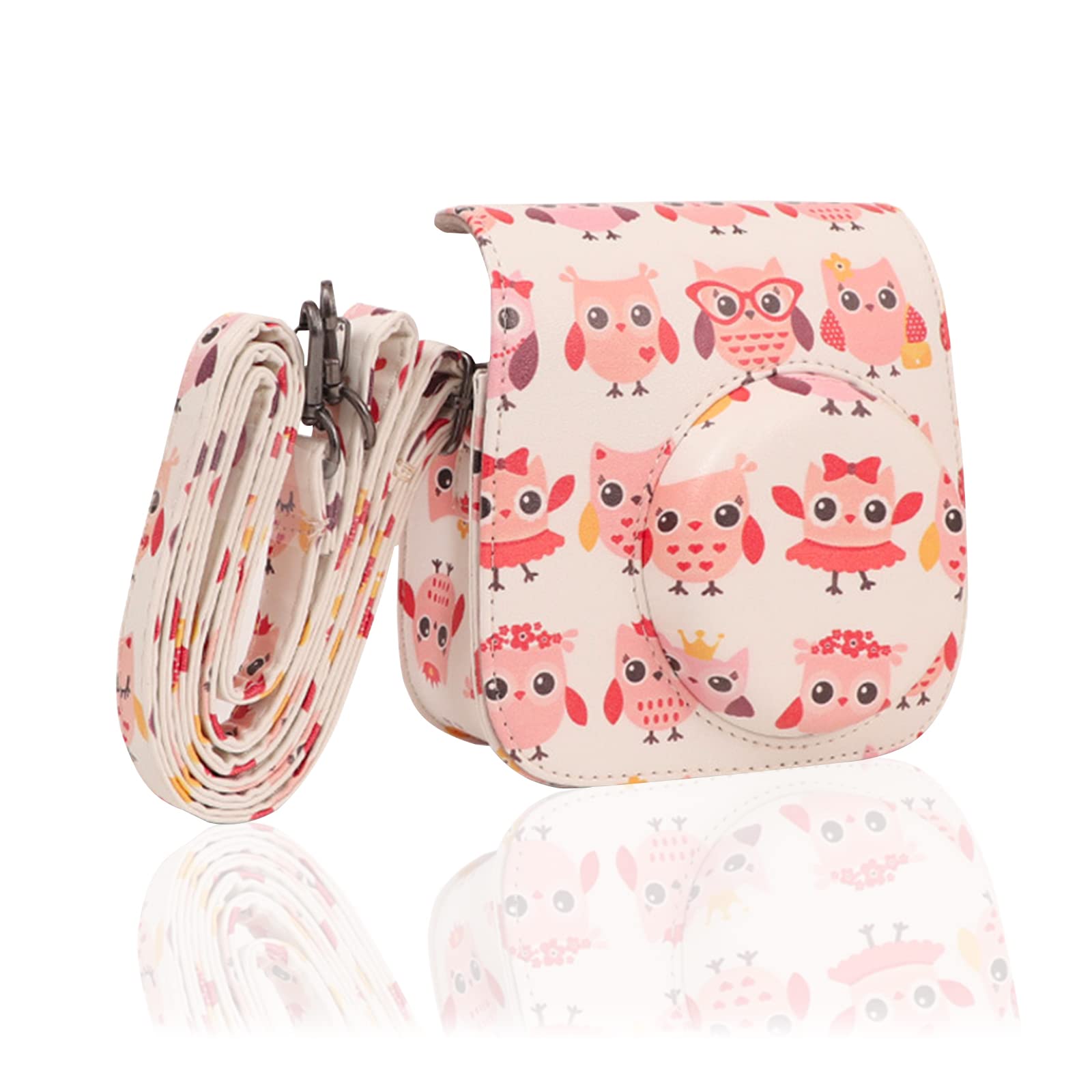 

APLAPONO Fujifilm Cheki Case instax mini 9 mini 8 mini 8 Plus Dedicated Camera Case PU Leather Protective Adjustable Shoulder Strap / / (Owl)