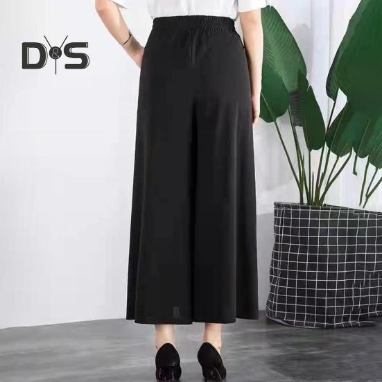 Women Suit Pants Elastic High Waist Wide Leg Long Pants with Pockets Solid Color Casual Pants Daily Wear