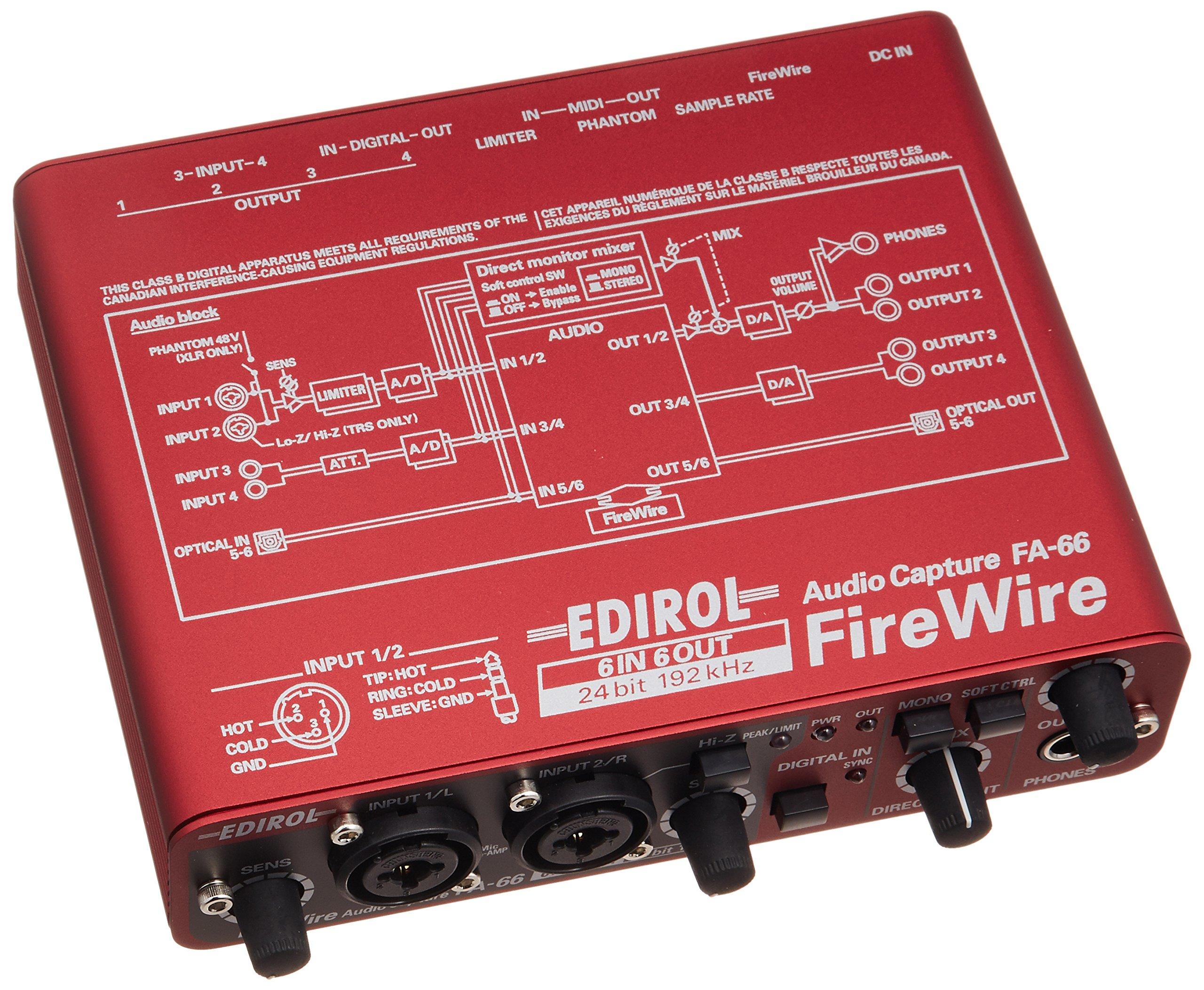 

Аудиоинтерфейс Roland FireWire AUDIO CAPTURE FA-66 красный