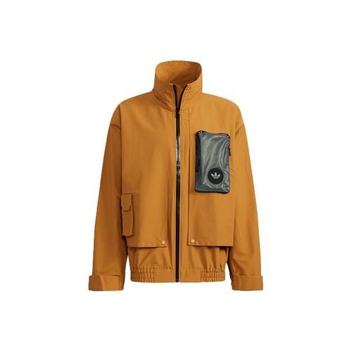 

adidas Originals color-block pocket sports outdoor work jacket for men, brown L коричневый