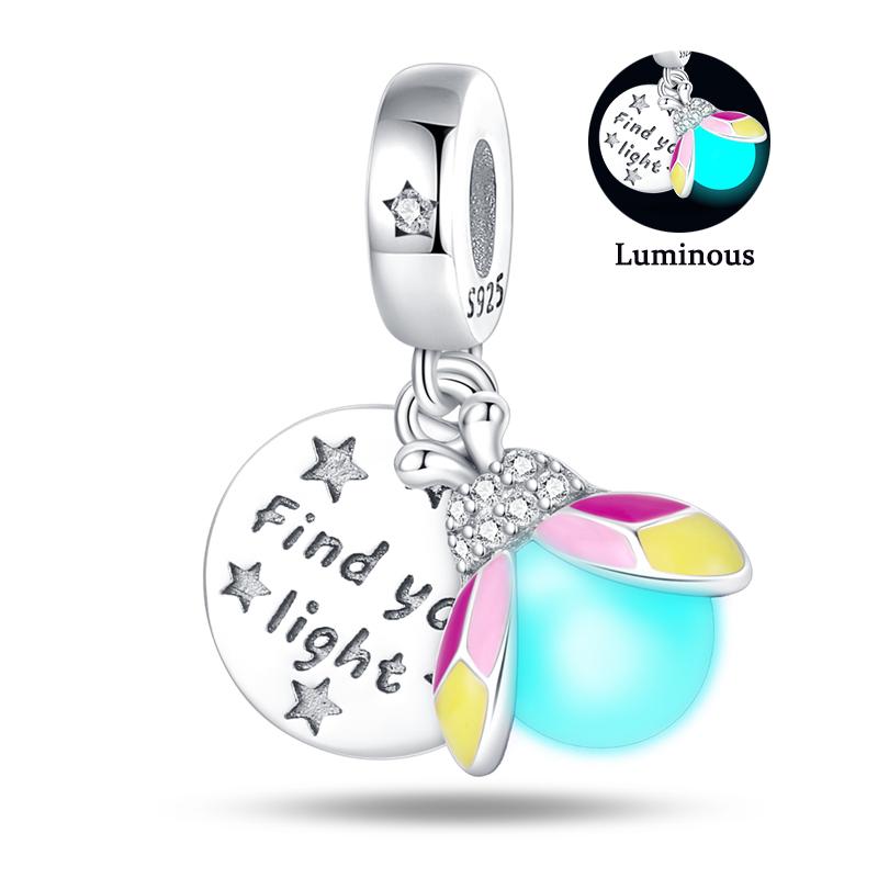 Charm Bead Components Compatible With Pan Copper Metal Firefly Ocean Star Butterfly Glowing Changing Color Trendy Authentic Original Bracelets Do It