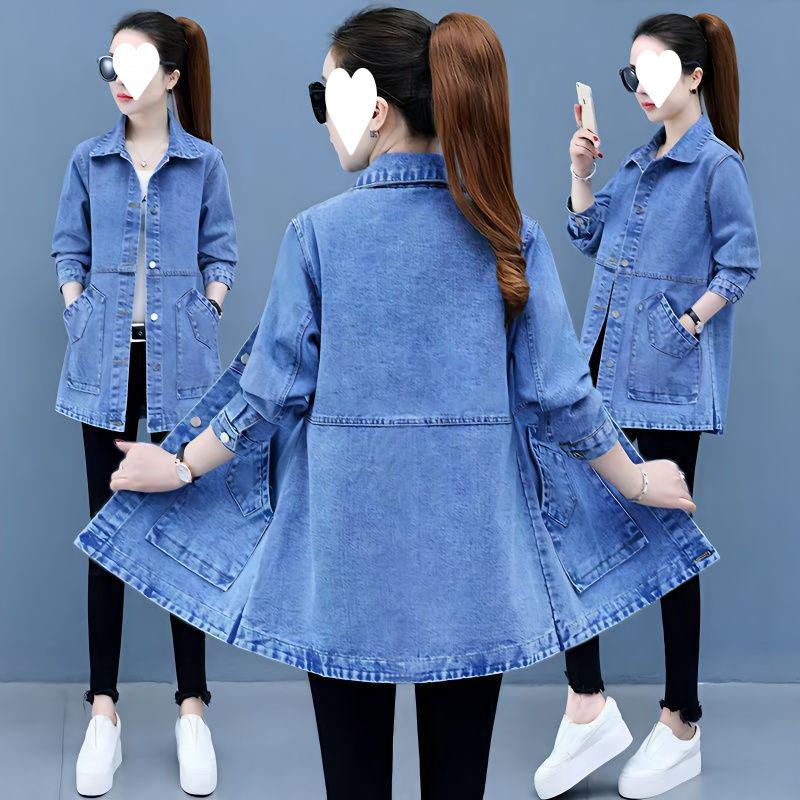 Damen Slim Fit Jeansjacke Windbreaker für Frühling & Herbst 2024