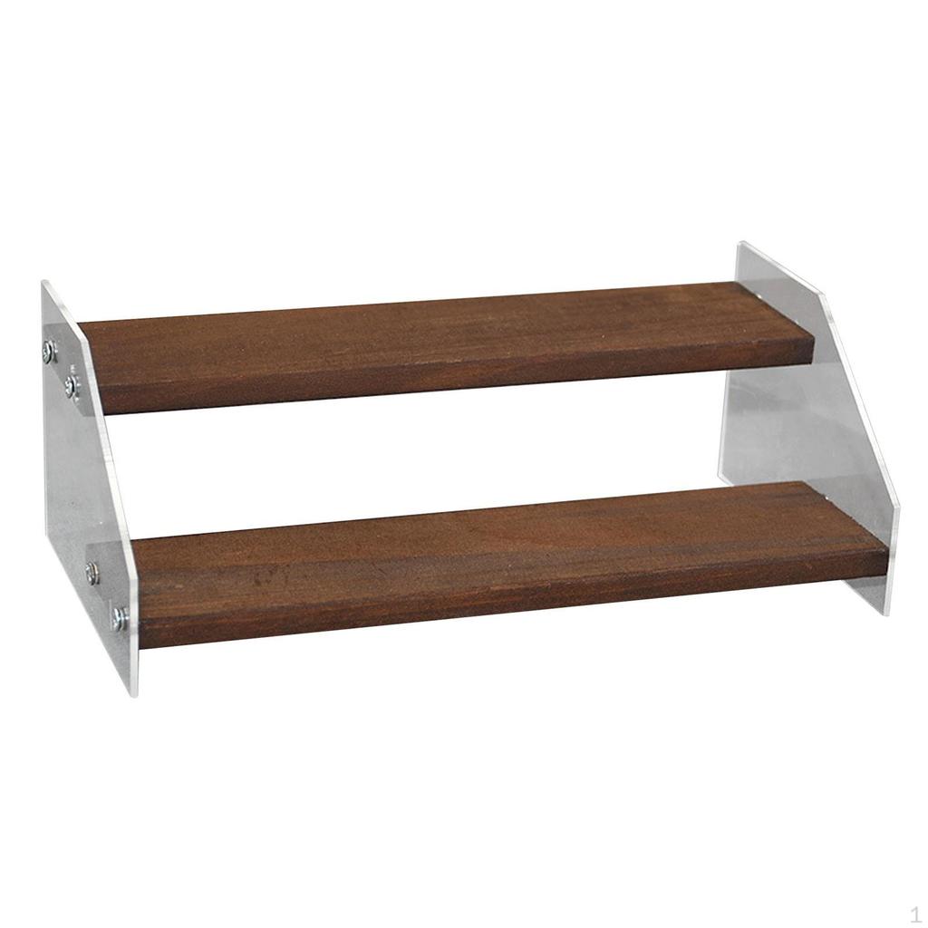 Acrylic Wood Display Stand Shelf 7.9inch Long Collection Organizer