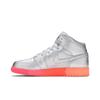 Air Jordan 1 Mid Grade School 'Metallic Silver Pink Crimson' (Unisex) Metallic Silver / Racer Pink / Wolf Grey / Crimson Vintage Basketball Shoes