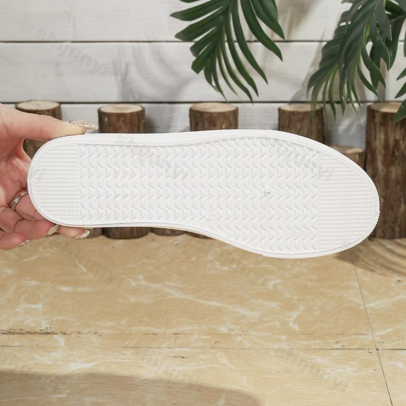 2026 Spring New Fashionable Flats Comfortable Soft Sole White Shoes for Women's Casual Shallow Mouth Shoes Slip on Large Size