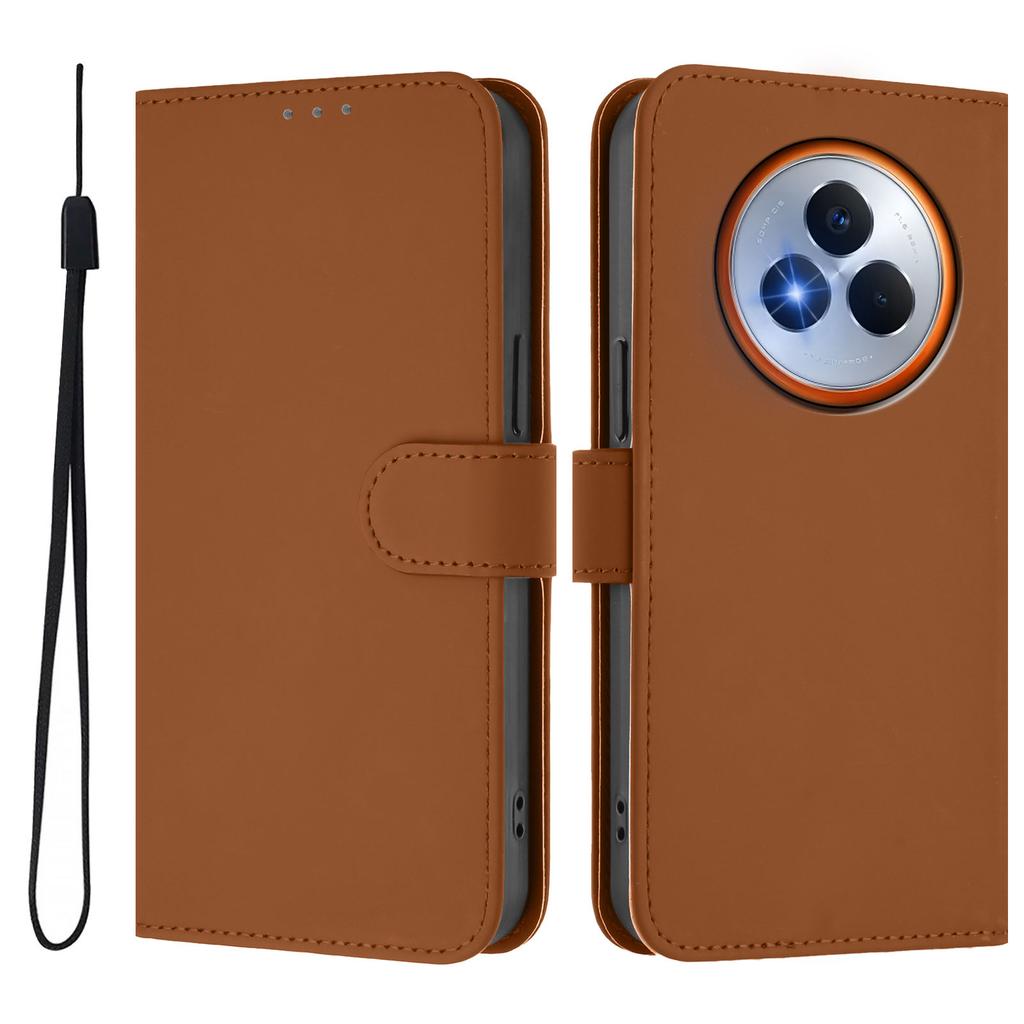 For Realme Narzo 80 Pro 5G Case Solid Color Wallet Leather Phone Cover with Strap