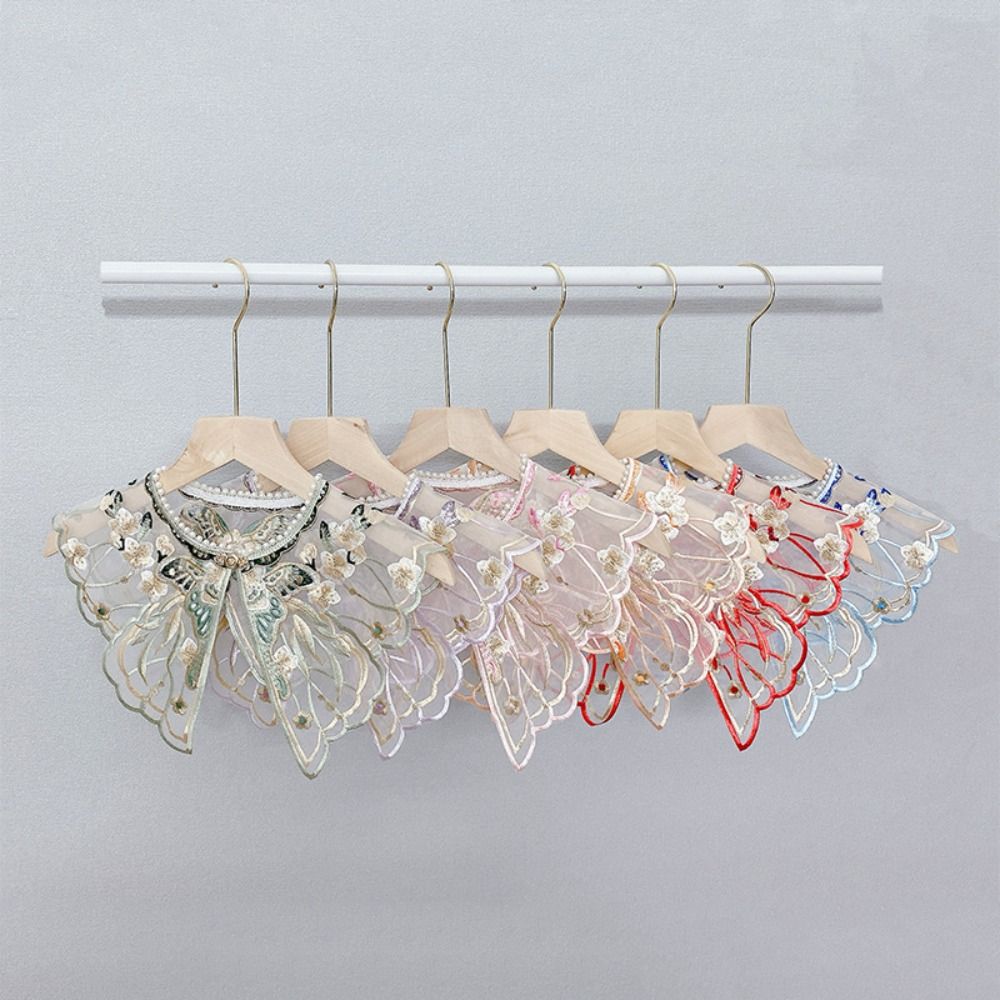 

Butterfly Flower Children s Fake Collar Pearl False Collar Fashion Girls Fake Collar For Dresses синій