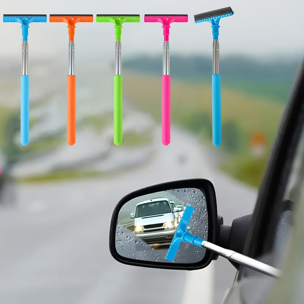 Car Rearview Mirror Retractable Wiper Cleaning Brush