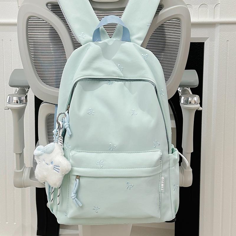 Zaino Scolastico Ragazza Semplice Versatile Zaino Studente Universitario Studente Scuola Media Zaino Carino Ricamato con Fiocco Zaino da Viaggio