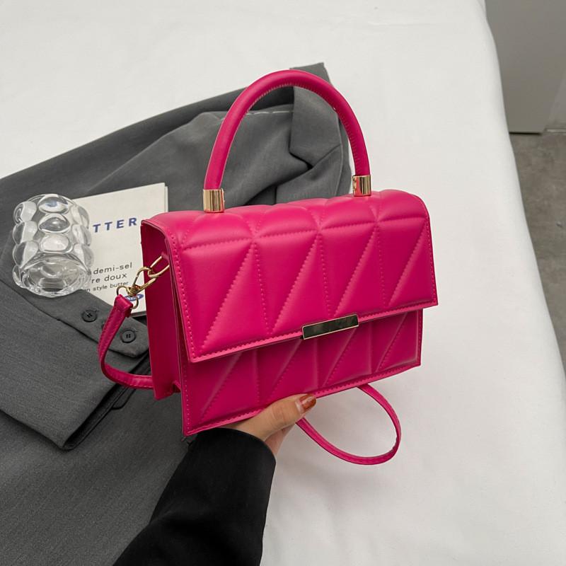 Fashionable Street Style Medium Structured Shoulder Bag For Daily Use In Beige ярко-розовый