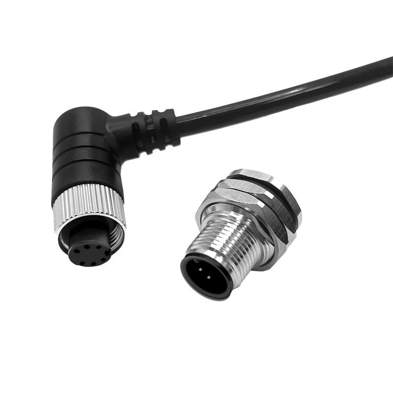 6-pin M12 Waterproof Male To Female Spring Cable for Instruments, Shared Bikes, LED Lights - IP65 Rated.