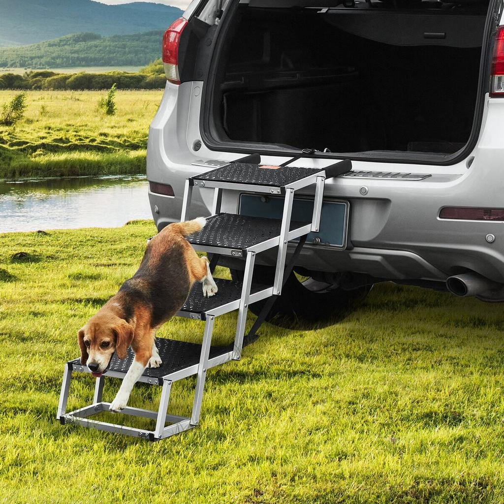 Dog Stair for Cars 4-step Folding Dog Steps Aluminum Loads up to 150 lbs
