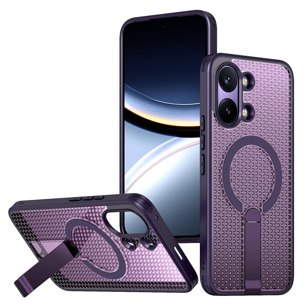 Anti-fall Cooling Hole Design Magnetic Case For Xiaomi Poco X8 Pro Max Redmi Turbo 5Max Metal Bracket TPU Acrylic Phone Cover