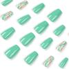 Nail Art Wearing Nail Short Green Wave White Flower Wearing Nail Art Nail Piece Wearing Nail Piece