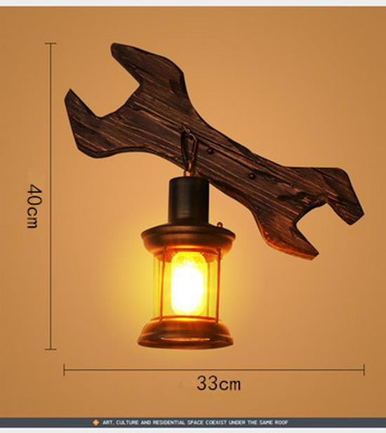 Vintage Industrial Wood Wall Lamp for Bar, Cafe, or Bedroom