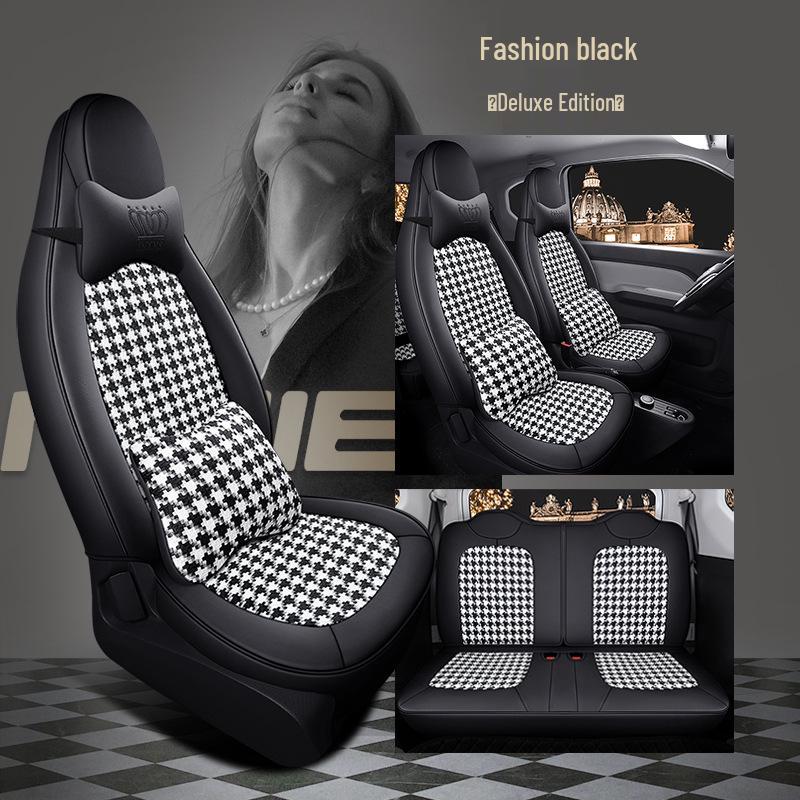 Husă Scaun ST Houndstooth pentru Wuling Hongguang MiniEV - Învelire Completă, Pernă pentru Toate Sezoanele