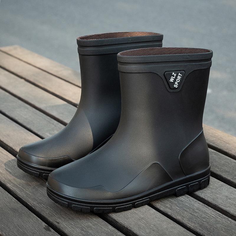 New Thickened Rain Shoes Men's Short Tube Non-slip Waterproof Shoes Wear-resistant Medium Tube Warm Bundle High Tube Rain Boots Rubber Shoes