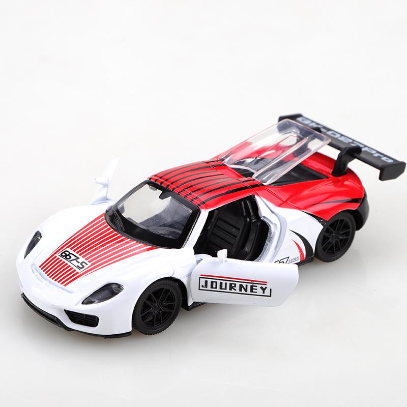 Bagged 1.36 Alloy 918 Pull-back Track Racing Car, Children's Toy, Birthday Gift, Stylish Collision Colors, Alloy Toy.