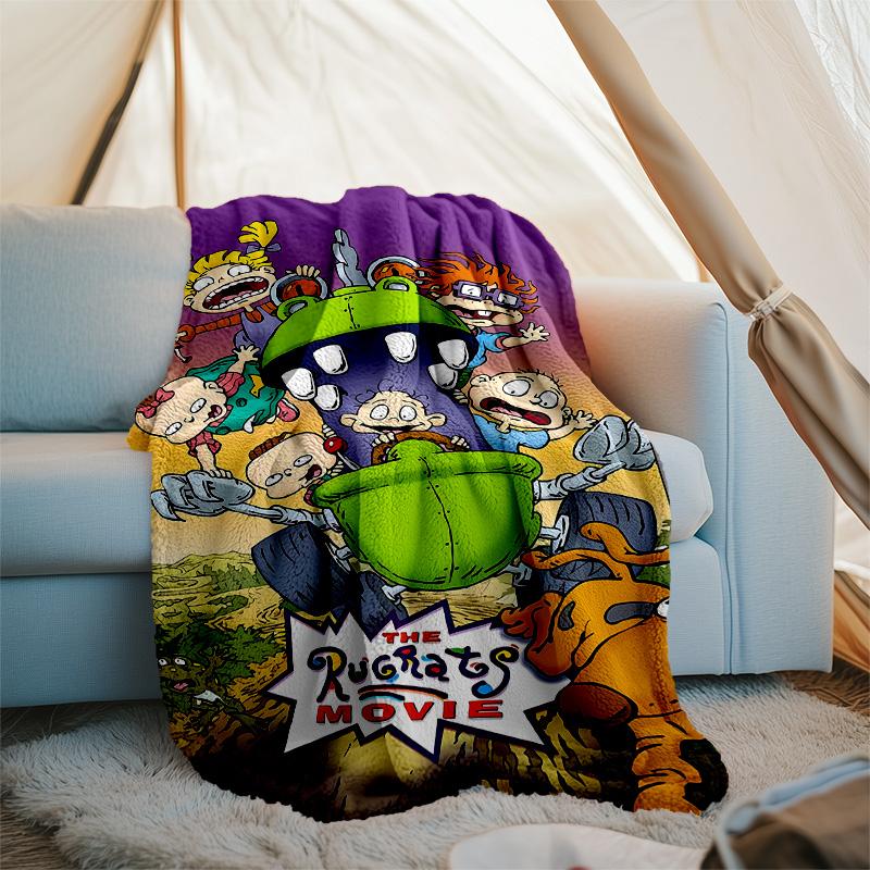 1pc Rugrats in paris1 Theme Blanket - Digital Print, Polyester, Cozy for All Seasons, Perfect for Outdoor, Camping, and Travel