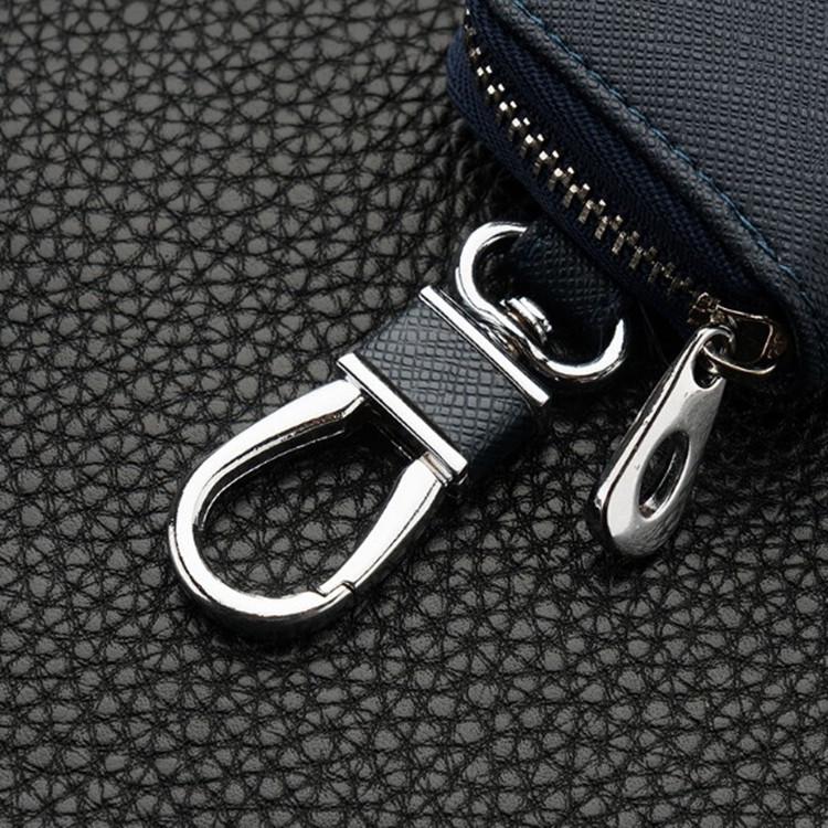 Men's Waist-Hanging Car Key Pouch with Stripe Zipper and Buckle