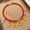 Gold-Plated Jade Qilin Pendant On Red Choker: Baby's Full Moon Birthday Gift