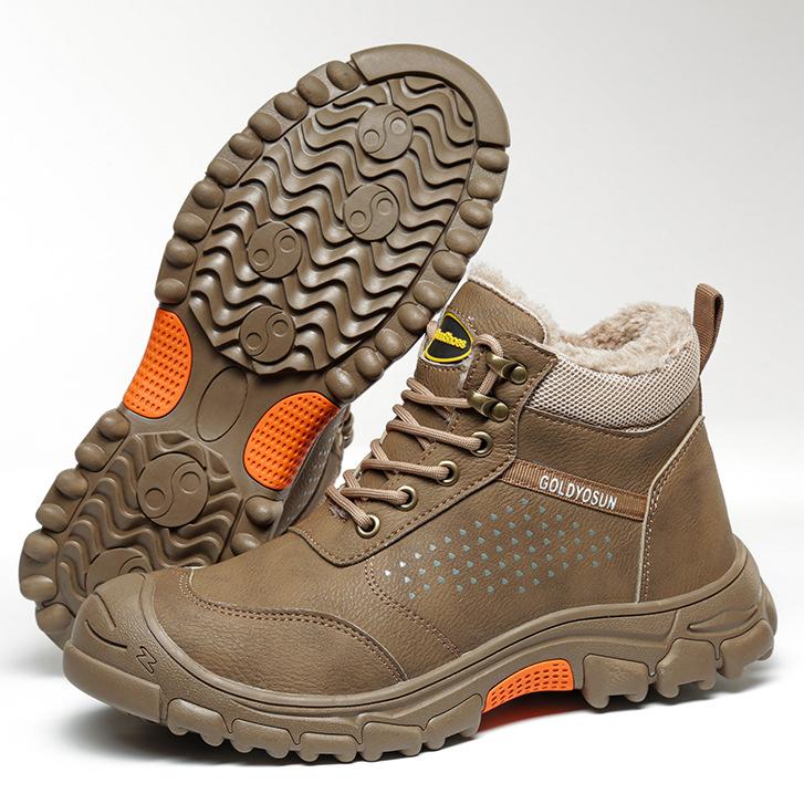 Winterverdickte Woll-Arbeitssicherheitsschuhe für Herren Stahlkappe Arbeitsstiefel Rutschfeste Sicherheitsschuhe Herren Schneestiefel
