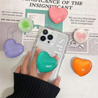 Korean Cute 3D Crystal Love Heart Griotok Bracket For iPhone 14Pro Gradient Green Phone Holder Ring Support Stand Grip Tok Gift