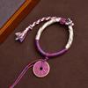 Bracelet Tissé Tibétain Fait Main Réglable avec Fleur Fantôme de Montagne & Perle Dzi d'Argent