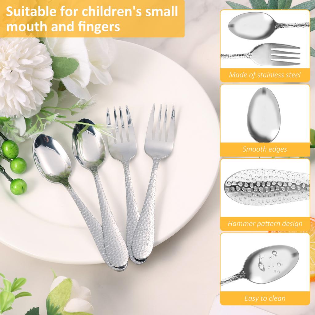 10/20Pcs Stainless Steel Kid Fork Spoon Outdoor Fork Tableware Portable Picnic Travelling Dinnerware Child Cutlery Set for Home