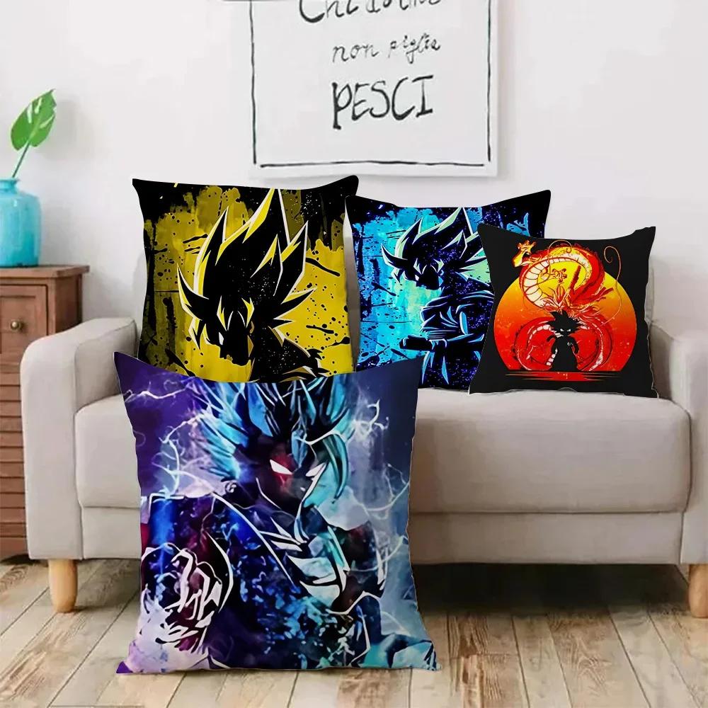 Anime Dragon Balls Z Goku Kawaii Kissenbezüge Cartoon Sofa Dekoratives Zuhause Doppelseitiger Druck Kurzer Plüsch Niedlicher Kissenbezug