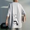 8XL Men T-shirt Pullover Extra Round Neck Kitten Stacking Printing Fashion T-shirt Extra Large Middle Sleeve Youth T-shirt