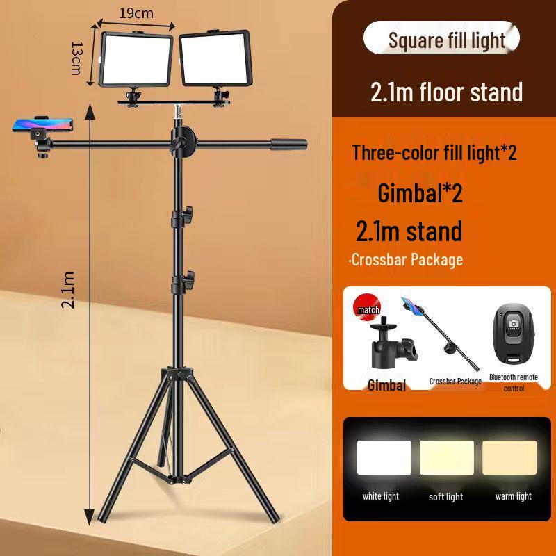 Dual Light No-Shadow Phone Stand: Live Stream Selfie Fill Light for Desktop & Professional Food Photography.