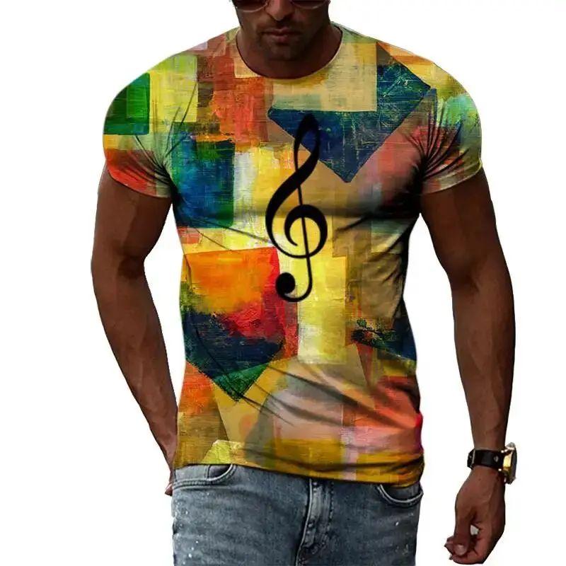 

New Summer Men s Fashion Street Personality 3d Printed Note Pattern T-Shirt Casual Fun Trend Plus Size O Collar Short Sleeve 6XL