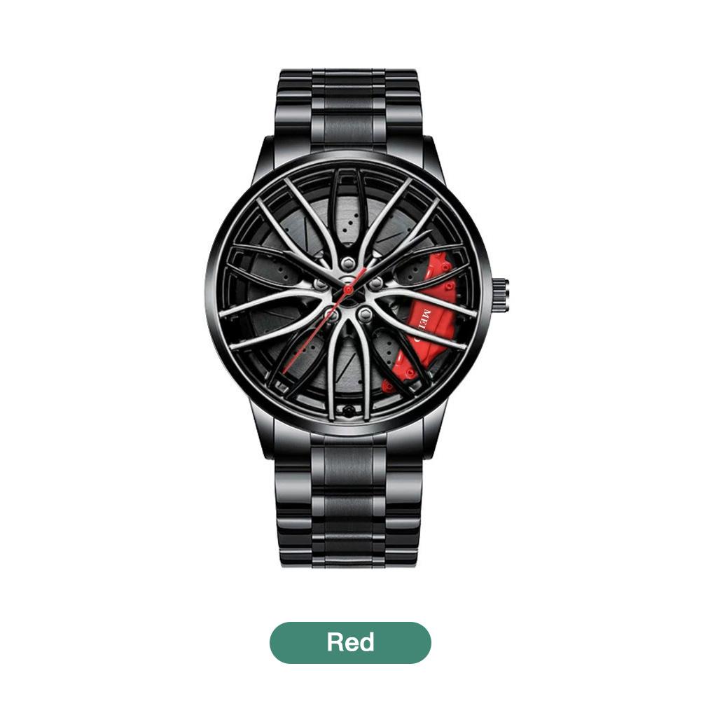Men's Car Wheel Rim Hub Design Quartz Watch Alloy Sports Wrist Watch Fashion Timepiece For Men